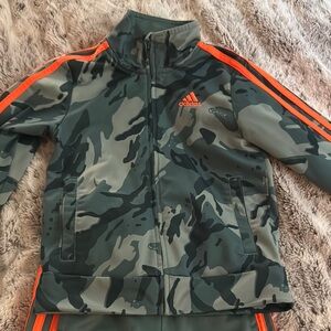 Adidas Camouflage Track Jacket with Orange Stripes